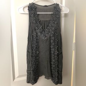 POL Floral Crochet Tank - Charcoal Gray